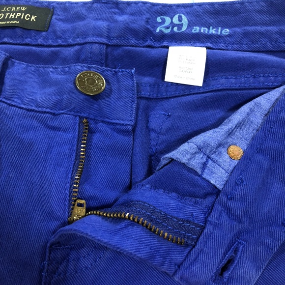 J. Crew Bright Blue Skinny Toothpick Ankle Jeans - Picture 7 of 8